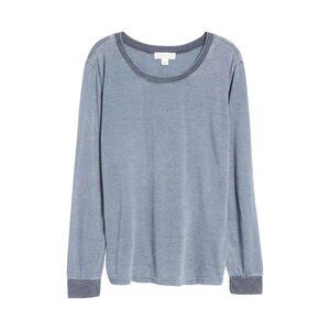 Treasure & Bond Long Sleeve Ringer T-shirt Grey Grisaille Navy Combo XS